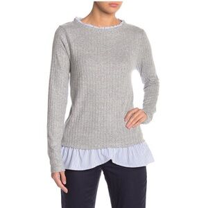 OLIVIA SKY LIGHT GRAY TWOFER SWEATER